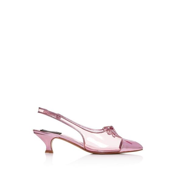 MARC JACOBS Womens Pink Lace Cap Toe Kitten Heel Slip On Slingback 36.5 - Picture 3 of 5